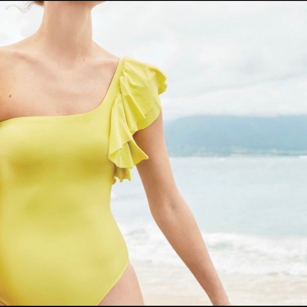 JCrew Ruffle Shoulder One-Piece Swimsuit G6662